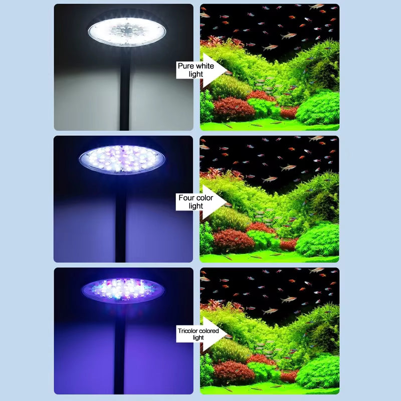 Clip On Aquarium LED Light USB RGB/White 14 Lighting Modes 5 Brightness Adjustment