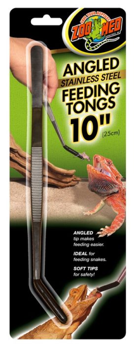 Angled Stainless Steel Feeding Tongs 10″