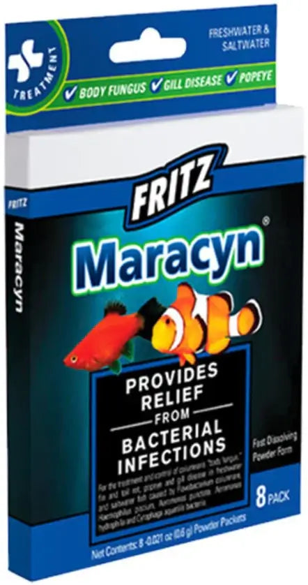 Fritz Aquatics Maracyn Bacterial Treatment Powder for Aquariums 8 Pack.