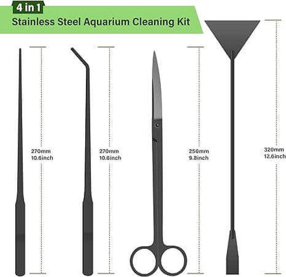 Aquarium Aquascape Tools Kit, 4 in 1 Anti-Rust.