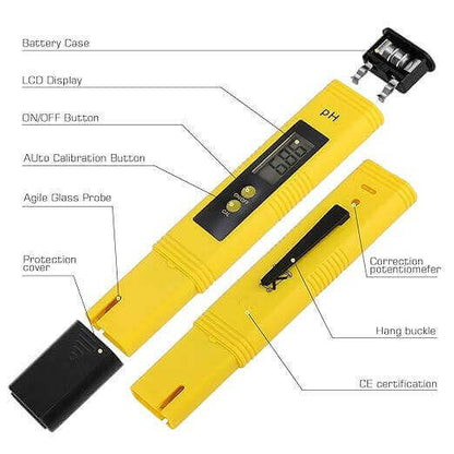 PH Tester Pen Household Drinking, Pool and Aquarium 0-14 PH Measurement Range.