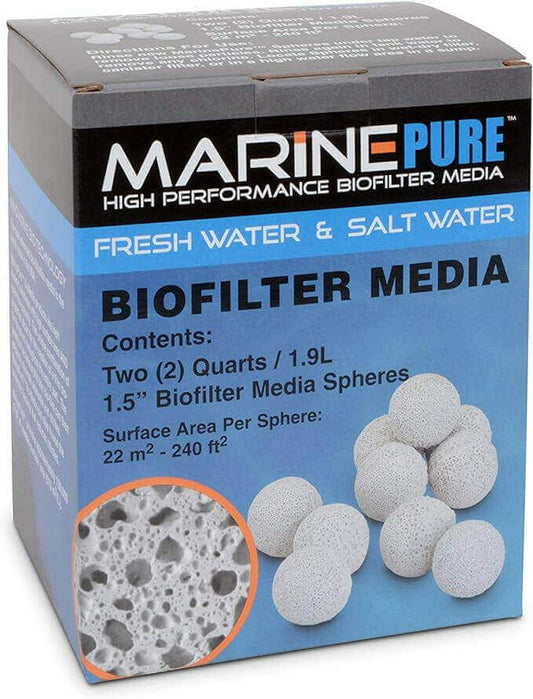 MarinePure Sphere Bio-Filter for Marine and Freshwater Aquariums, 2-Quart.