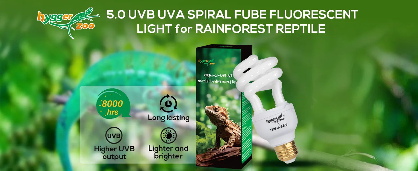 Hygger ZOO UVA UVB Spiral Tube Fluorescent Reptile Light