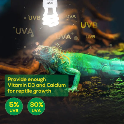 Hygger ZOO UVA UVB Spiral Tube Fluorescent Reptile Light