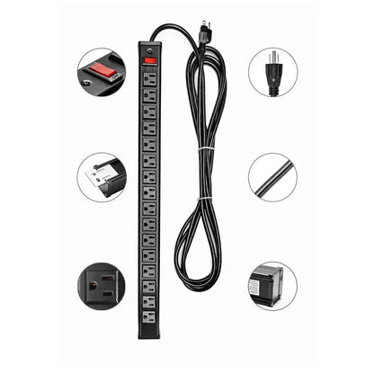 Surge Protector Long Power Strip, 16 Outlet Heavy Duty.